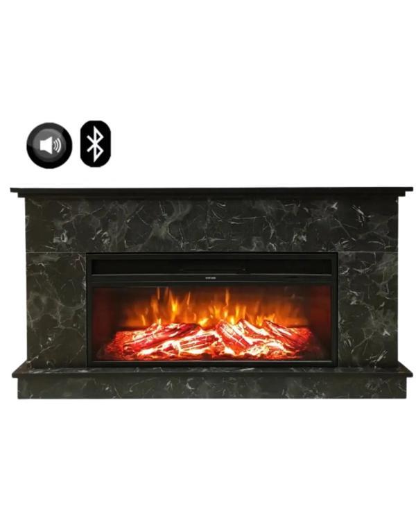 Dlc 1175MS Siyah Mermer Desen 1800 Watt Bluetooth ve Ses Efektli Dekoratif Elektrikli Şömine - Image 1
