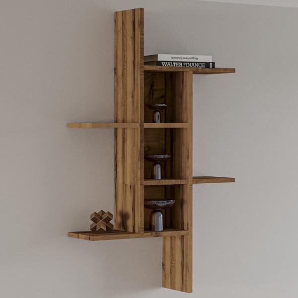 Madagaskar Duvar Rafı – Asimetrik Tasarım, Duvara Monte Dekoratif Kitaplık - Image 1