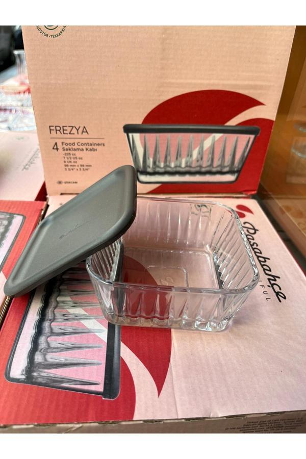 Paşabahçe freyza kapaklı cam saklama kabı 4 lü kahvaltılık 530236 - Image 1