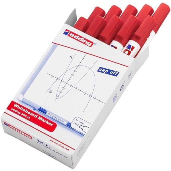 Supertrend 360 XL Whiteboard Marker Doldurulabilir Yazı Tahtası Kalemi 10'lu Kutu Kırmızı - Image 1