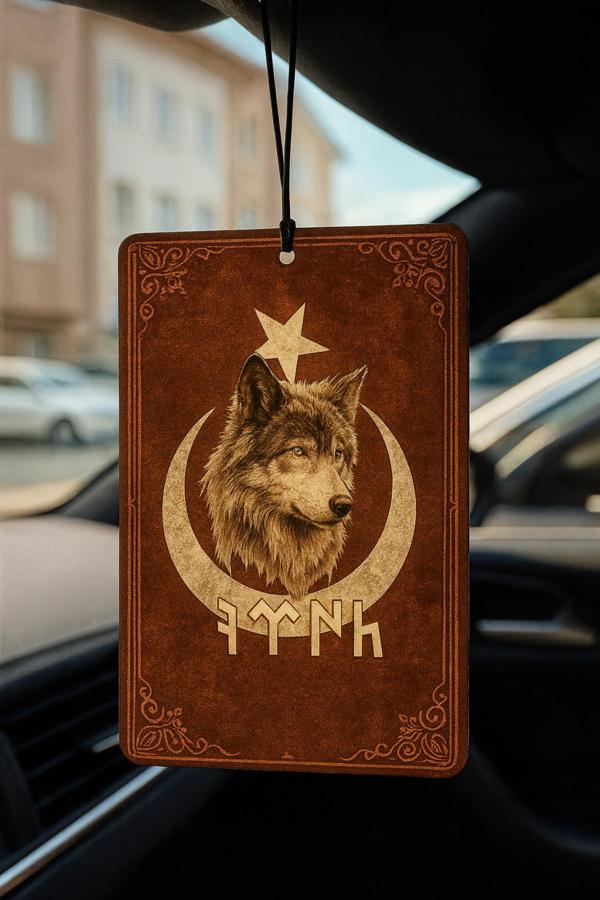 B34R Kurtlu Göktürkçe Türk Yazılı Türk Bayrağı Oto Kokusu - Dekoratif Araç Kokusu Ve Aksesuarı - Image 1