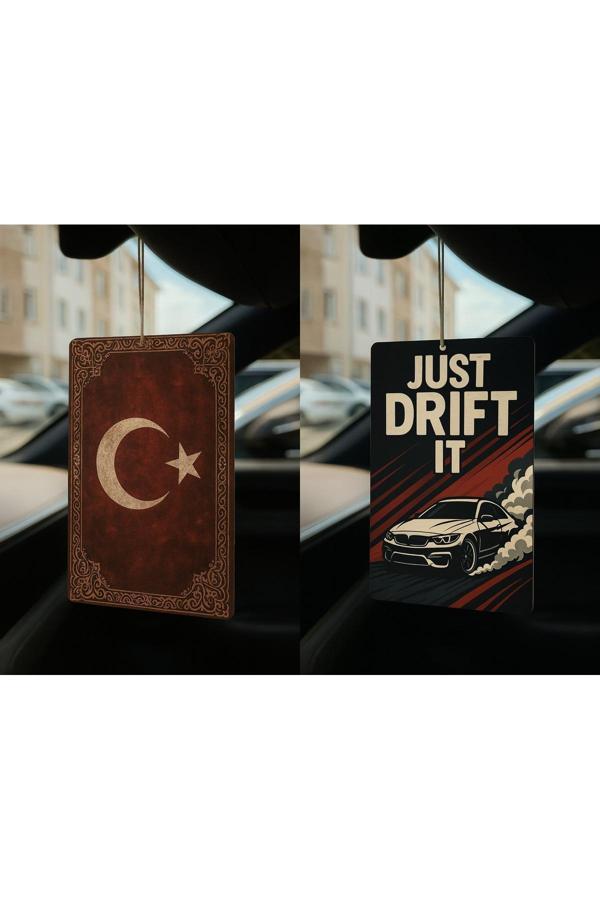B34R Türk Bayrağı Ve Just Drift It - İkili Oto Kokusu - Dekoratif Araç Kokusu Ve Aksesuarı - Image 1