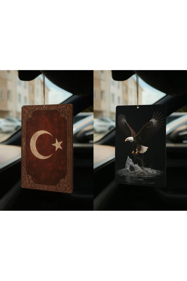 B34R Türk Bayrağı Ve Kartal - İkili Oto Kokusu - Dekoratif Araç Kokusu Ve Aksesuarı - Image 1