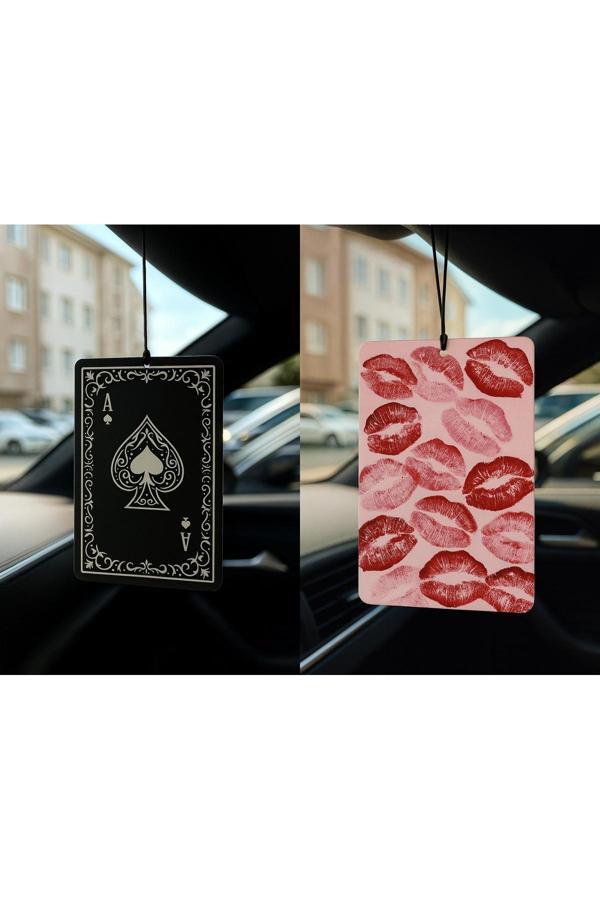 B34R Maça As Ve Öpücük - İkili Oto Kokusu - Dekoratif Araç Kokusu Ve Aksesuarı - Image 1