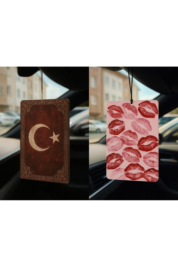 B34R Türk Bayrağı Ve Öpücük - İkili Oto Kokusu - Dekoratif Araç Kokusu Ve Aksesuarı - Image 1