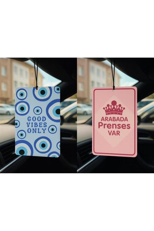 B34R Nazar Boncuğu Ve Arabada Prenses Var - İkili Oto Kokusu - Dekoratif Araç Kokusu Ve Aksesuarı - Image 1