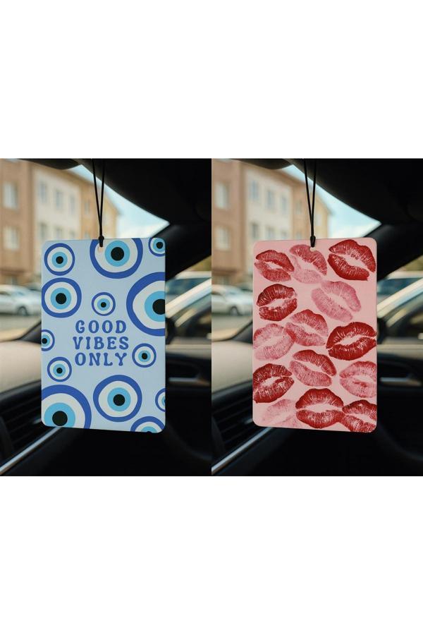 B34R Nazar Boncuğu Ve Öpücük - İkili Oto Kokusu - Dekoratif Araç Kokusu Ve Aksesuarı - Image 1