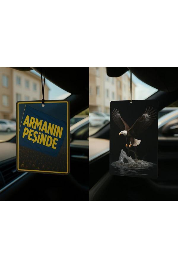 B34R Sarı Lacivert Armanın Peşinde Ve Kartal - İkili Oto Kokusu - Dekoratif Araç Kokusu Ve Aksesuarı - Image 1