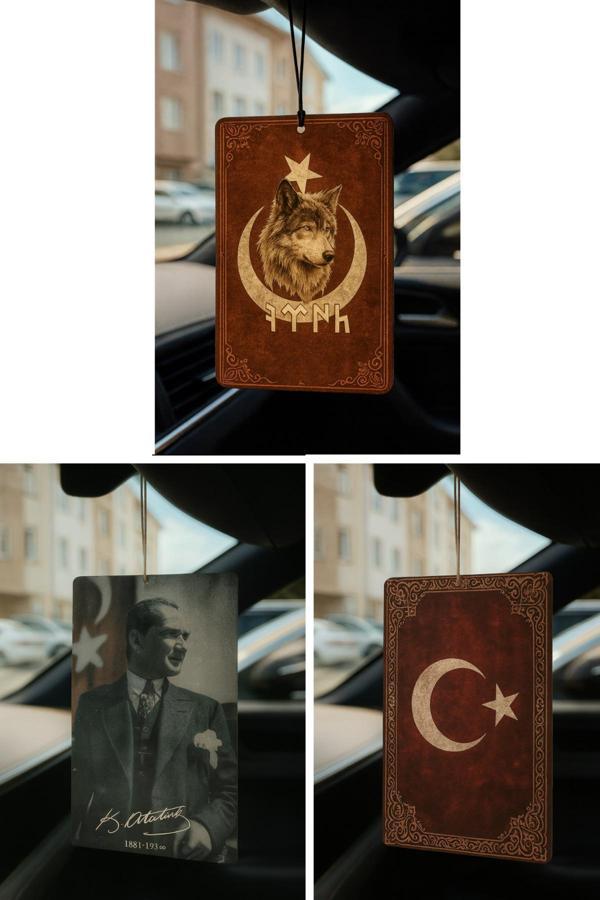 B34R Bayrak Ve Atatürk Özel 3'Lü Paket Araç Kokusu - Dekoratif Otomobil Kokusu Ve Oto Aksesuarı - Image 1