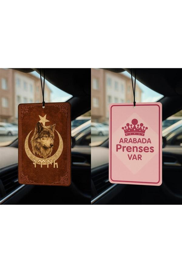 B34R Göktürk Türk Kurt Ve Arabada Prenses Var - İkili Oto Kokusu - Dekoratif Araç Kokusu Ve Aksesuarı - Image 1