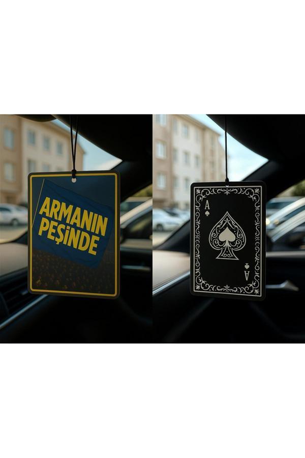 B34R Sarı Lacivert Armanın Peşinde Ve Maça As - İkili Oto Kokusu - Dekoratif Araç Kokusu Ve Aksesuarı - Image 1