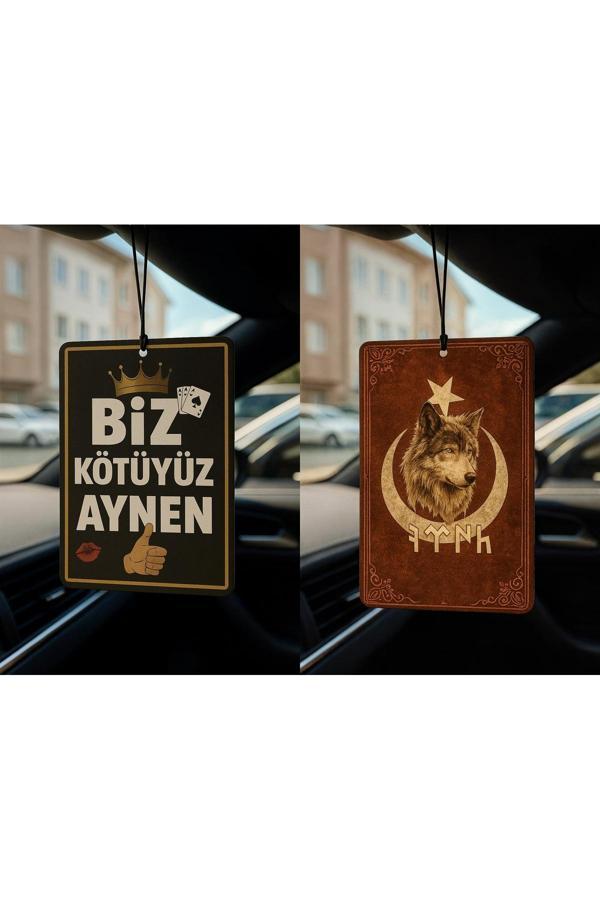 B34R Biz Kötüyüz Aynen Ve Göktürk Türk Kurt - İkili Oto Kokusu - Dekoratif Araç Kokusu Ve Aksesuarı - Image 1