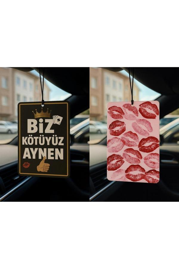 B34R Biz Kötüyüz Aynen Ve Öpücük - İkili Oto Kokusu - Dekoratif Araç Kokusu Ve Aksesuarı - Image 1