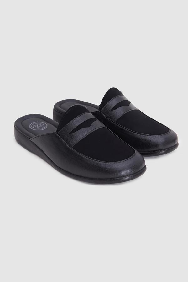 D's Damat Siyah Süet Misafir Çeyiz Damat Ev Erkek Terlik - Image 1