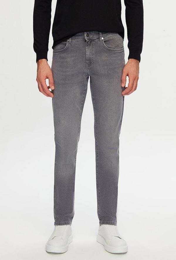 D's Damat Slim Fit Gri Düz Jean Kot Beş Cepli Likralı Yıkamalı Denim Pantolon - Image 1
