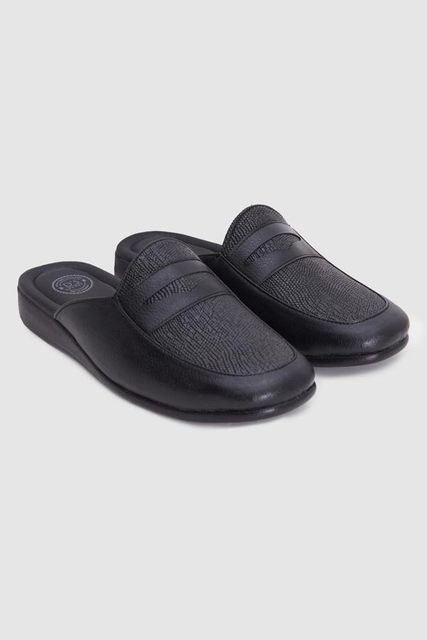 D's Damat Siyah Desenli Misafir Çeyiz Damat Ev Erkek Terlik - Image 1