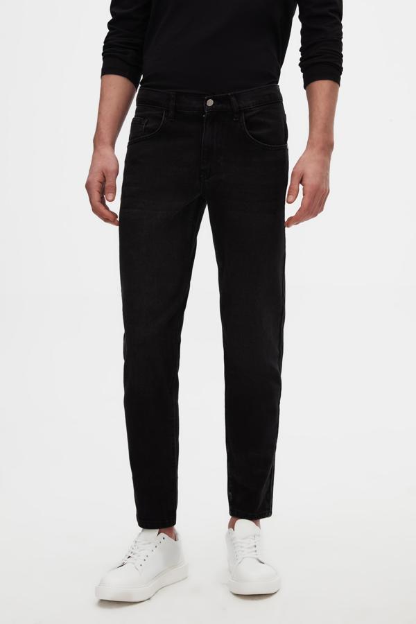 D's Damat Comfort Fit Siyah Düz Jean Kot Beş Cepli Yıkamalı Denim Pantolon - Image 1