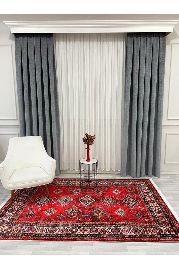 Brillant Kilim Motifli Saçaklı Klasik Kaymaz Taban Halı - Image 1