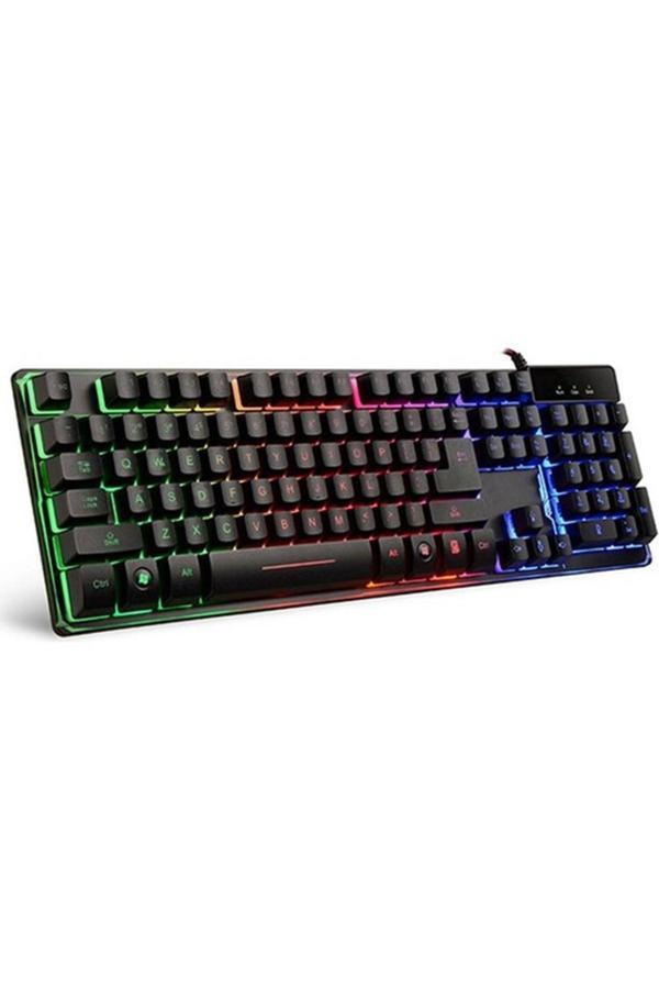 Gmk9 Stalker Warrior Siyah Usb Rainbow Aydınlatmalı Q Rgb Metal Tabanlı Gaming Klavye - Image 1