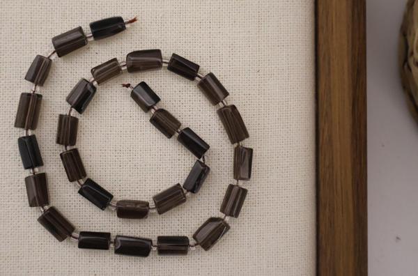 SİLİNDİR KÖŞELİ KESİM DUMANLI KUVARS 8X11 MM DOĞAL TAŞ DİZİ- YÜKSEK KALİTELİ DOĞAL TAŞ - Image 1