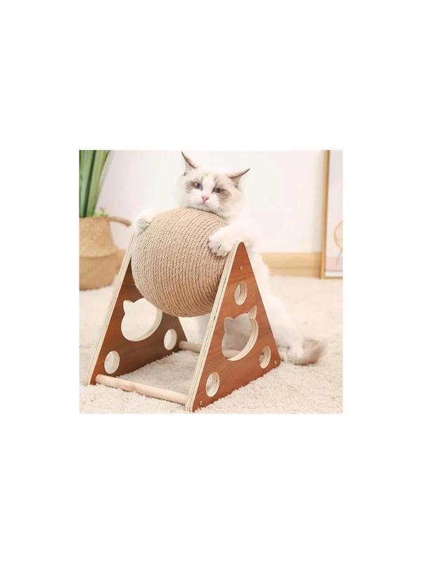 Ahşap Ipli Kedi Oyuncagi Topu Kedi Tırmalaması - Image 1