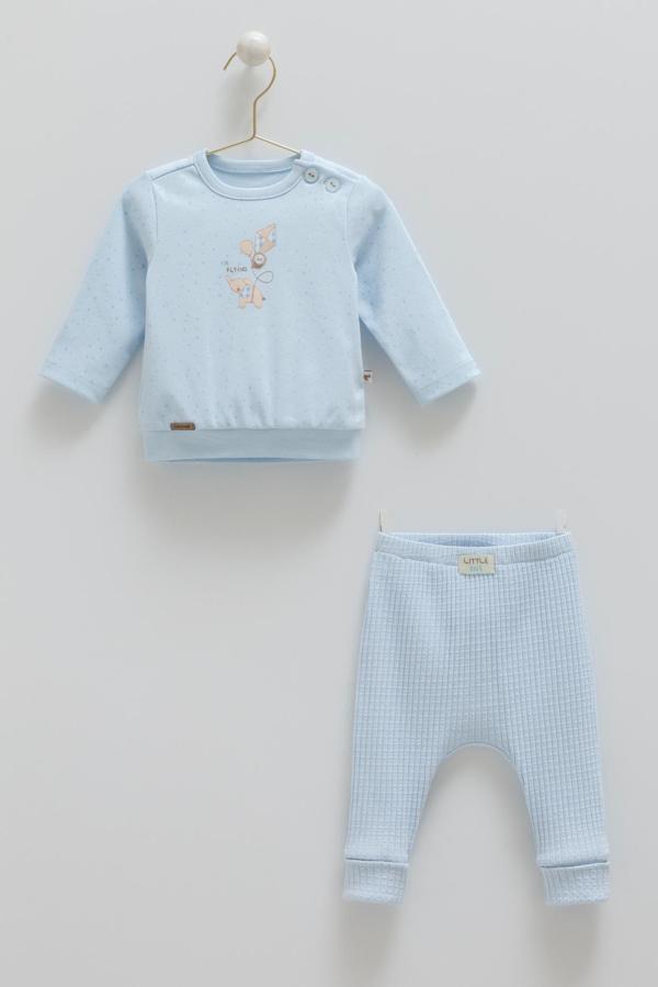 SOFT COLOUR FLYING NAKIŞLI ALT ÜST TAKIM - CARAMELL  - TKU1590 - Mavi - 6 - 9 Ay - TKU1590-Mavi-6 - 9 Ay Mavi - Image 1