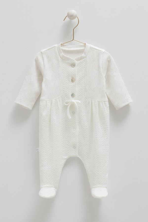 TINY LACE DÜĞMELİ TULUM - CARAMELL  - TK1888 - Ekru - 3 - 6 Ay - TK1888-Ekru-3 - 6 Ay Ekru - Image 1