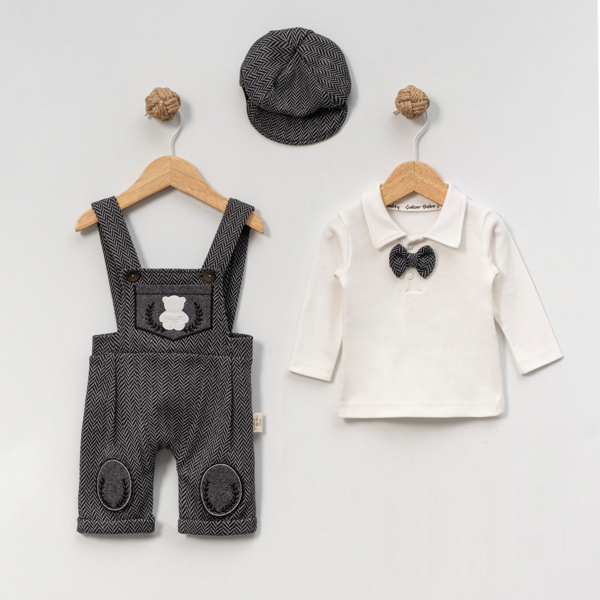 ŞAPKA SWEATSHIRT SALOPET TAKIM - Siyah - 9 Ay Siyah - Image 1