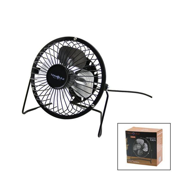 Usb - Mini Fan Metal Kasa - Ayak=360 Derece Masa Üstü Vantilatör 4-metal Pervane 13.5x11x15cm5v-2.5w - Image 1
