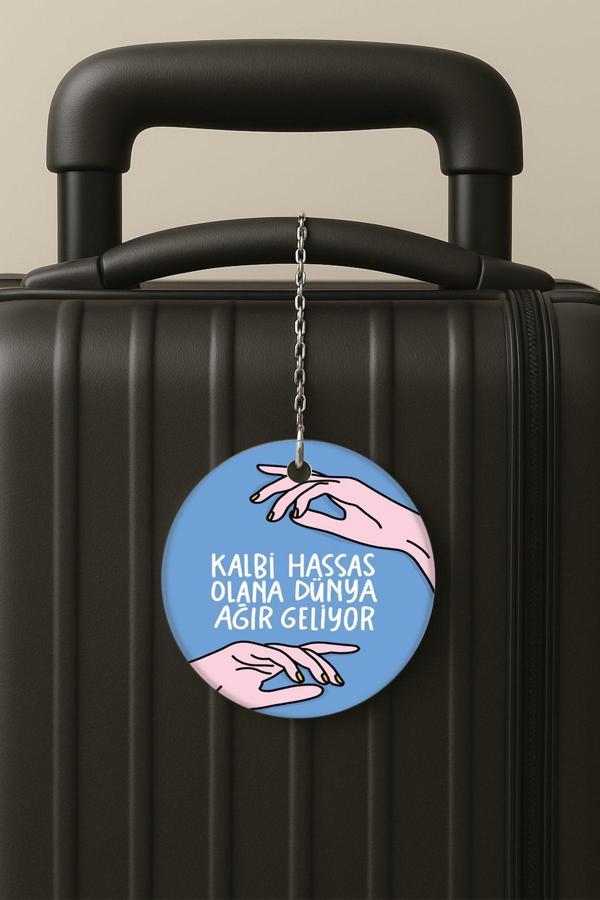 Senada Kalbi Hassas Desenli UV Baskılı Pleksi Bavul Etiketi Seyahat Tatil Valiz Etiketi - Image 1