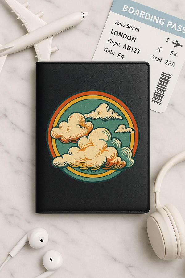 Senada Tüm Ülke Pasaportları İçin Siyah Vinleks Deri Pasaport Kılıfı Kabı Cloud - Image 1