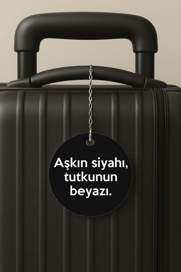 Senada Siyah Beyaz Aşkım Desenli UV Baskılı Pleksi Bavul Etiketi Seyahat Tatil Valiz Etiketi - Image 1