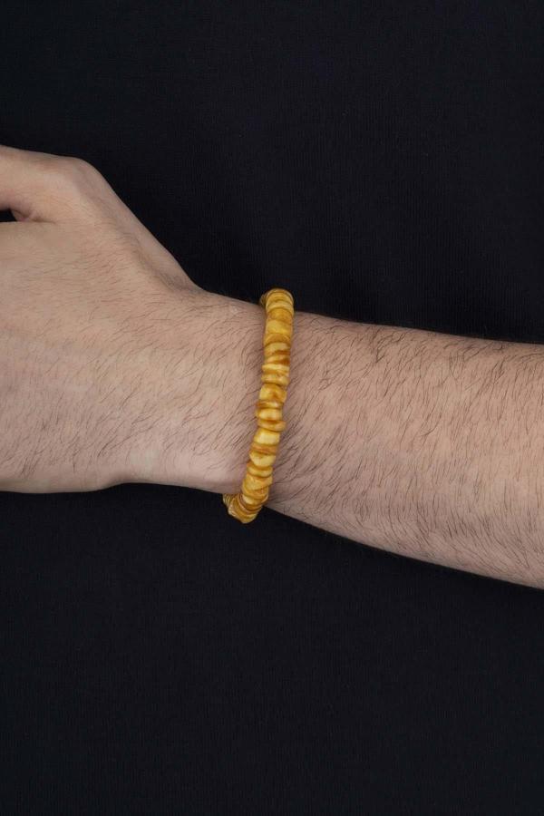 Gümüş Pazarım İri Taşlı Yetişkin Orjinal Kehribar Bileklik - Image 1