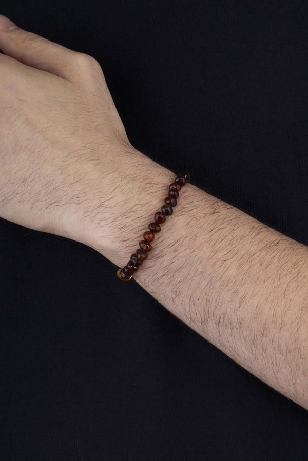 Gümüş Pazarım Misket Kesim Orjinal Yetişkin Kehribar Bileklik - Image 1