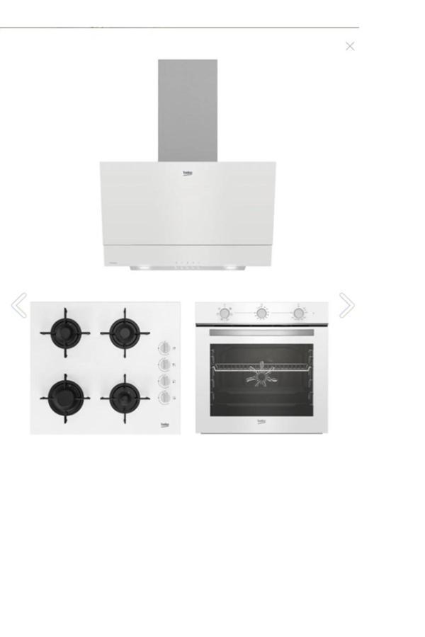 Beko Beyaz Cam Avantaj Ankastre Set - 3’Lü Ankastre Set Fırın + Ocak + Davlumbaz - Image 1