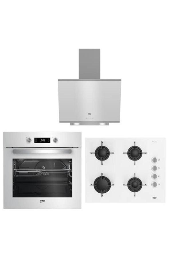 Beko Beyaz Cam Buhar Destekli 3’Lü Ankastre Set (Fırın + Ocak + Davlumbaz) - Image 1
