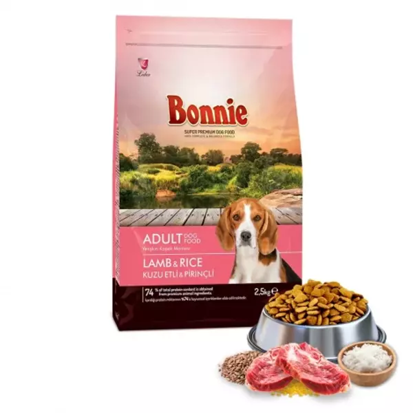 Bonnie Kuzu Etli ve Pirinçli Yetişkin Köpek Maması 2.5 Kg - Image 1