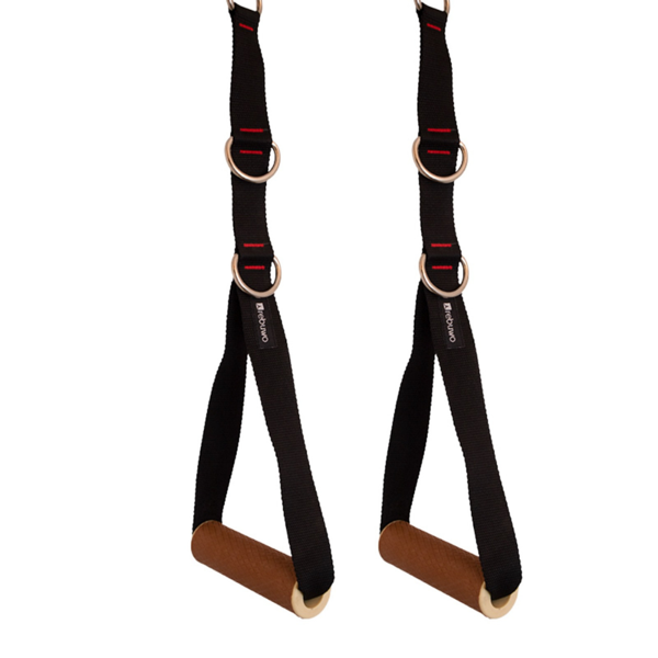 Rebuwo 3 Kademeli Ayarlanabilir Cable Cross Elciği (1 Çift) - Kahverengi Tutacaklı Siyah Fitness Ağırlık Çekiş / Reform Egzersiz Aparatı 44cm - Image 1