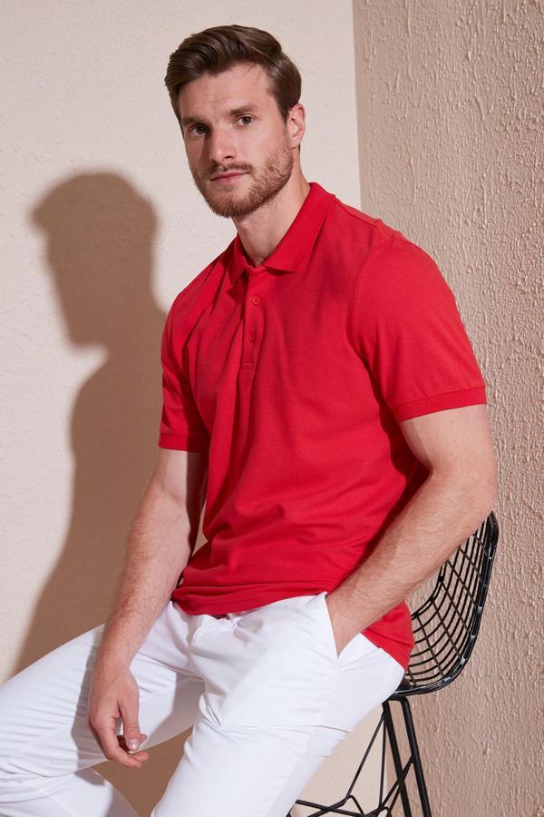 Buratti Pamuklu Regular Fit Düğmeli Erkek Polo Yaka T Shirt 5902127 KIRMIZI - Image 1
