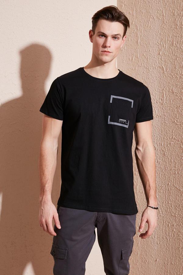 Buratti Bisiklet Yaka Pamuklu Slim Fit Erkek T Shirt 541REWORK SİYAH - Image 1