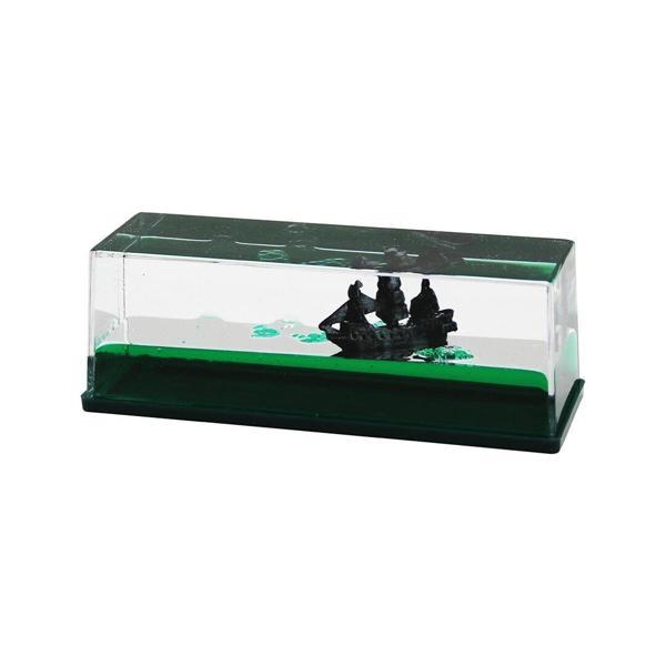 Yeşil Su   Dikdörtgen Mika  Yüzen Batmayan Gemi  Dekoratif Biblo Akvaryum   4.5x14.5x5.3cm - Image 1