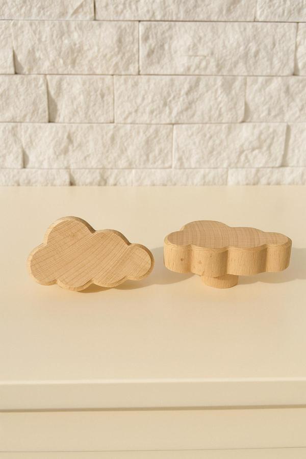 Bay Kulp Ahşap Kulp Bulut Kulp Şık Country Çocuk Odası Kulpu Mobilya Kulpu ( 1 Adet ) - Image 1