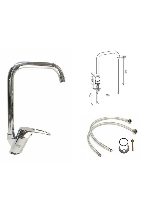 Guadro Armatür Köşe Borulu Mutfak Bataryası - Image 1