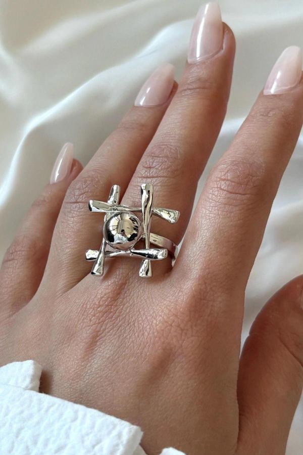 Premium Seri S.O.S Tasarım Cilalı Ayarlanabilir Kadın Yüzük - Image 1