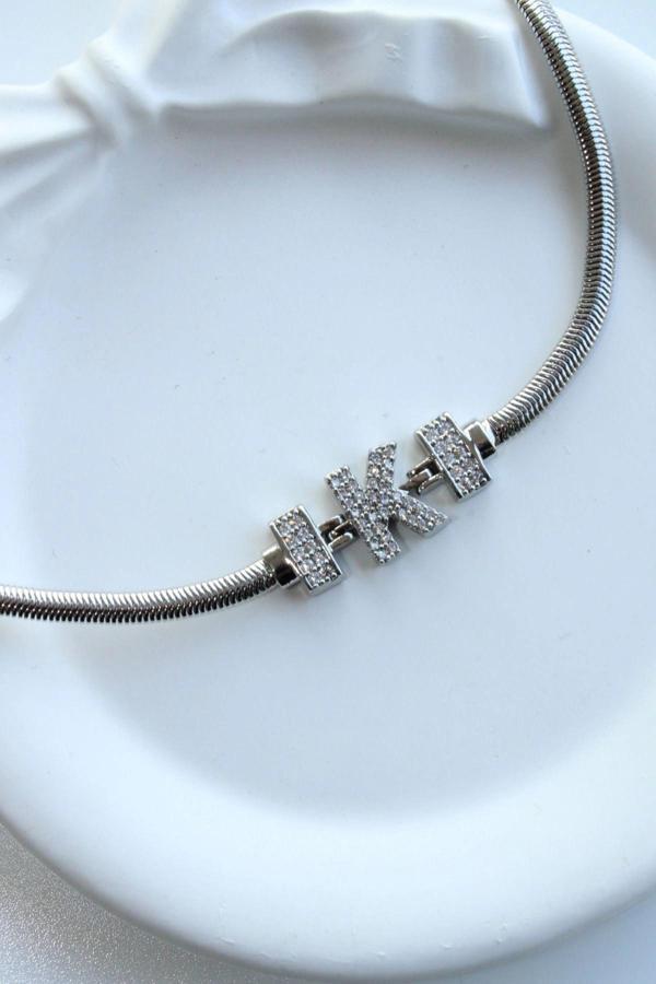 İthal Seri K Harfi Balık Sırtı Zincirli Kadın Çelik Bileklik Kararmaz Renk Atmaz - Image 1