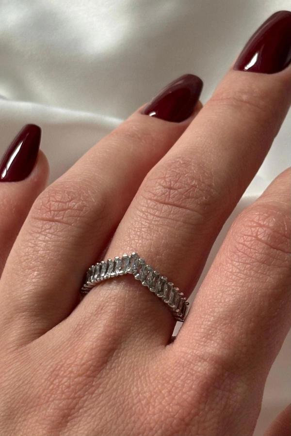 Yeni Sezon V Model Baget Zirkon Taşlı Ayarlanabilir Kadın Yüzük - Image 1