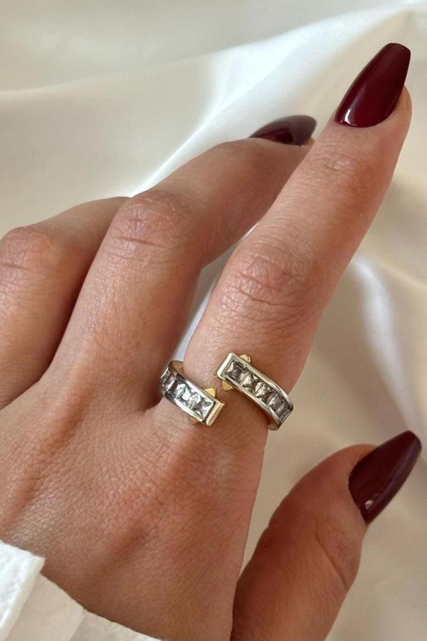 VIP %100 İthal Storm Tasarım Ayarlanabilir Kararmaz Garantili Kadın Çelik Yüzük - Image 1