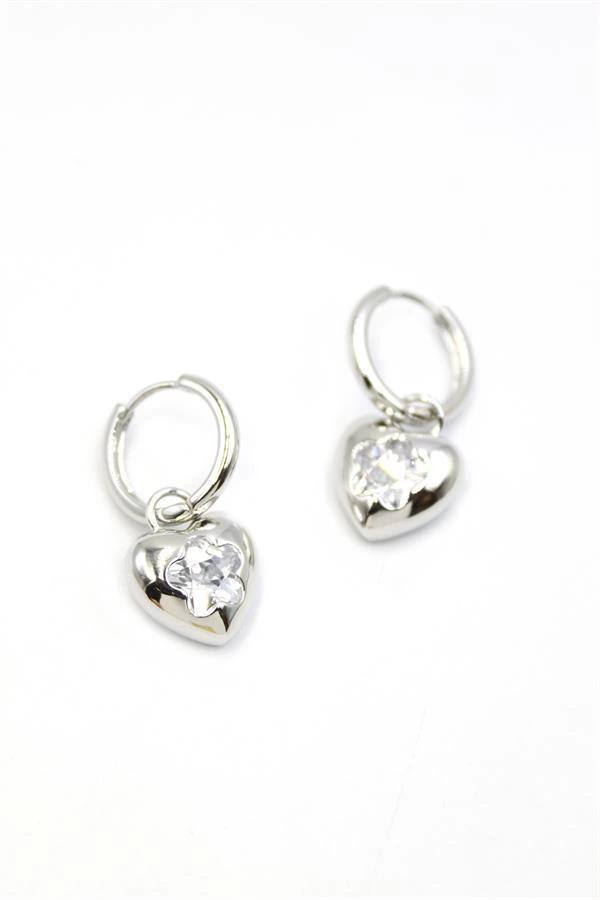 Kalp Küpe - Gümüş - Image 1