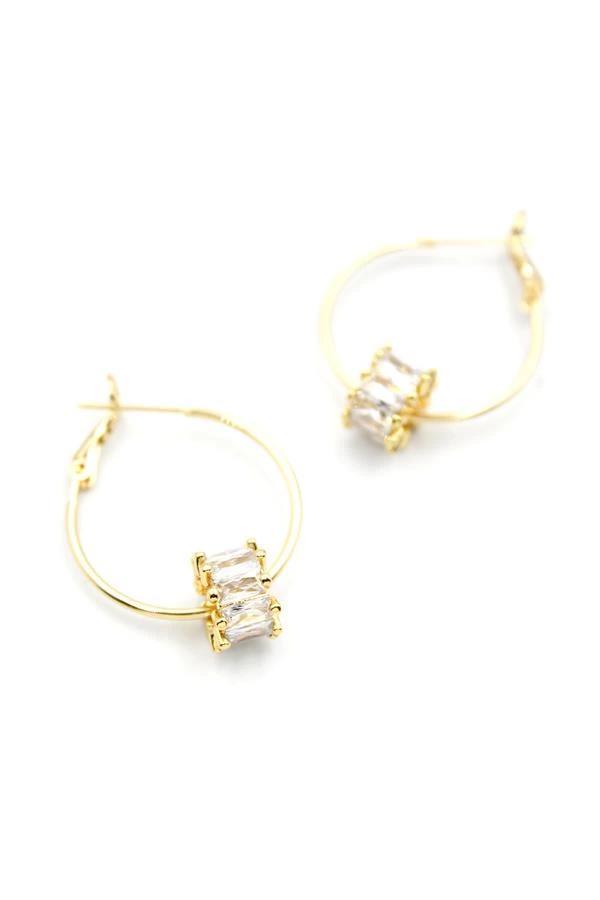 Baget Taşlı Küpe - Altın - Image 1