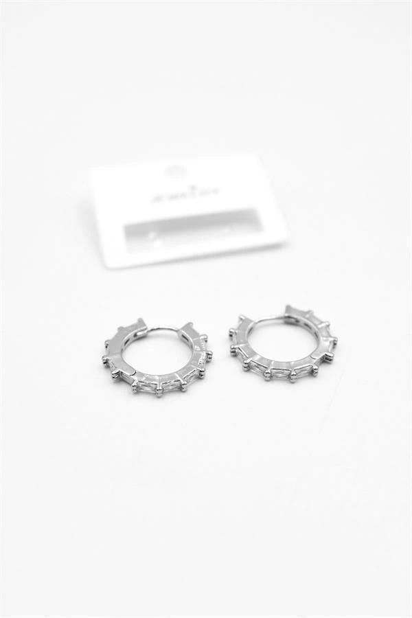 Baget Taşlı Küpe - Gümüş - Image 1